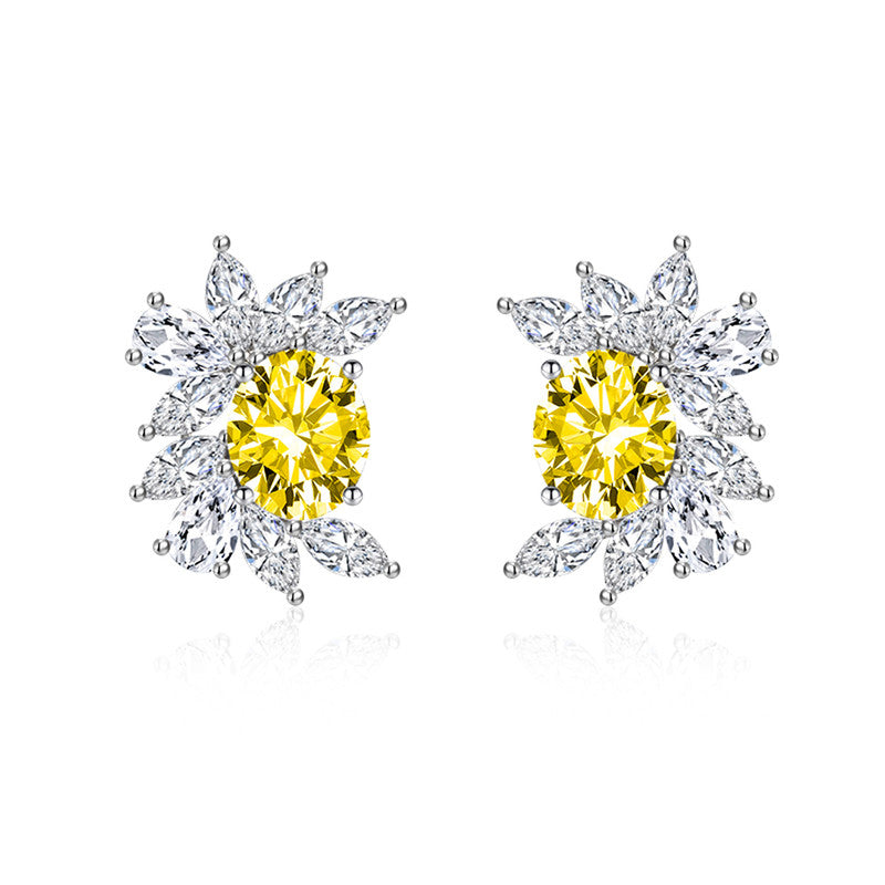 Crushed Ice Cut Cubic Zirconia Silver Plated Contemporary Stud Earrings