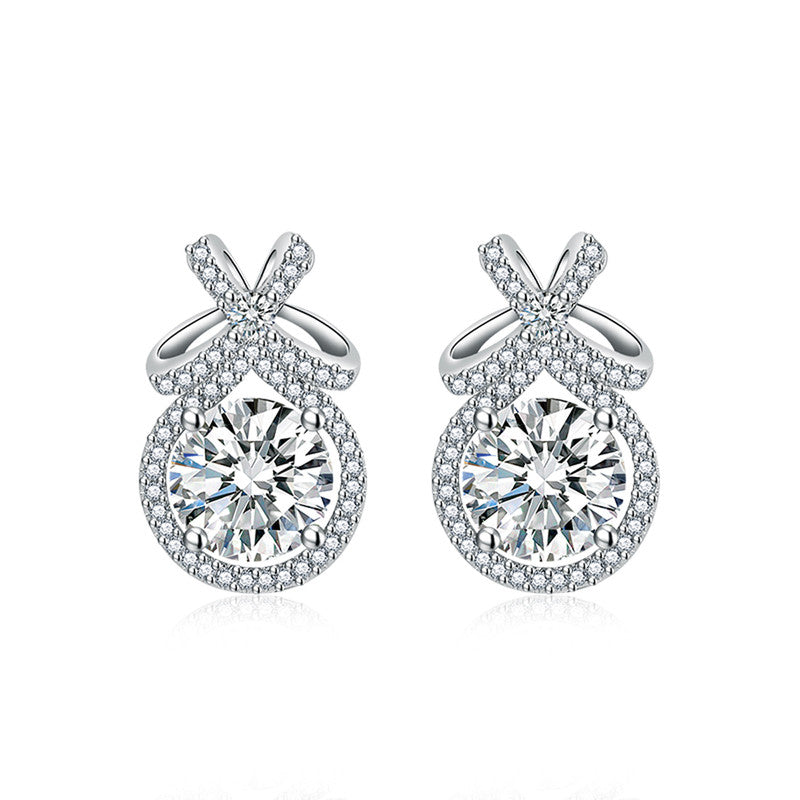 Crushed Ice Cut Cubic Zirconia Silver Plated Contemporary Stud Earrings