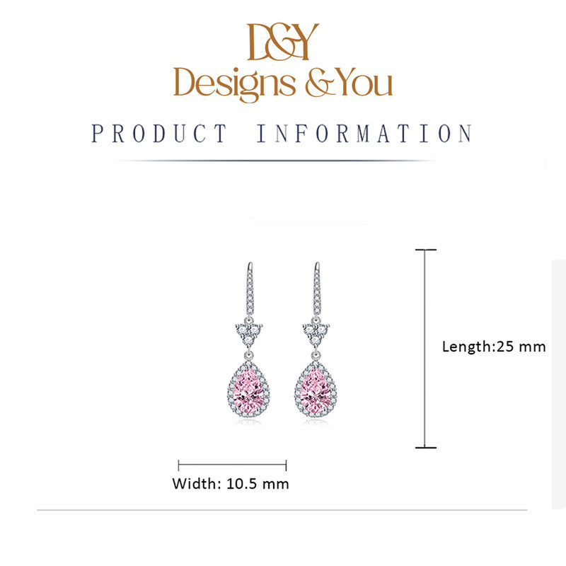 Crushed Ice Cut Cubic Zirconia Silver Plated Teardrop Shaped Drop Earrings