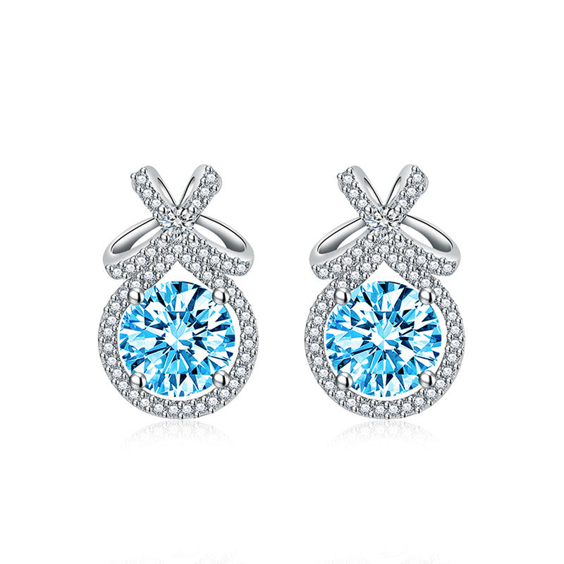 Crushed Ice Cut Cubic Zirconia Silver Plated Contemporary Stud Earrings