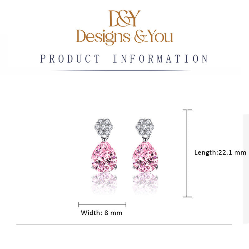 Crushed Ice Cut Cubic Zirconia Silver Plated Teardrop Shaped Drop Earrings