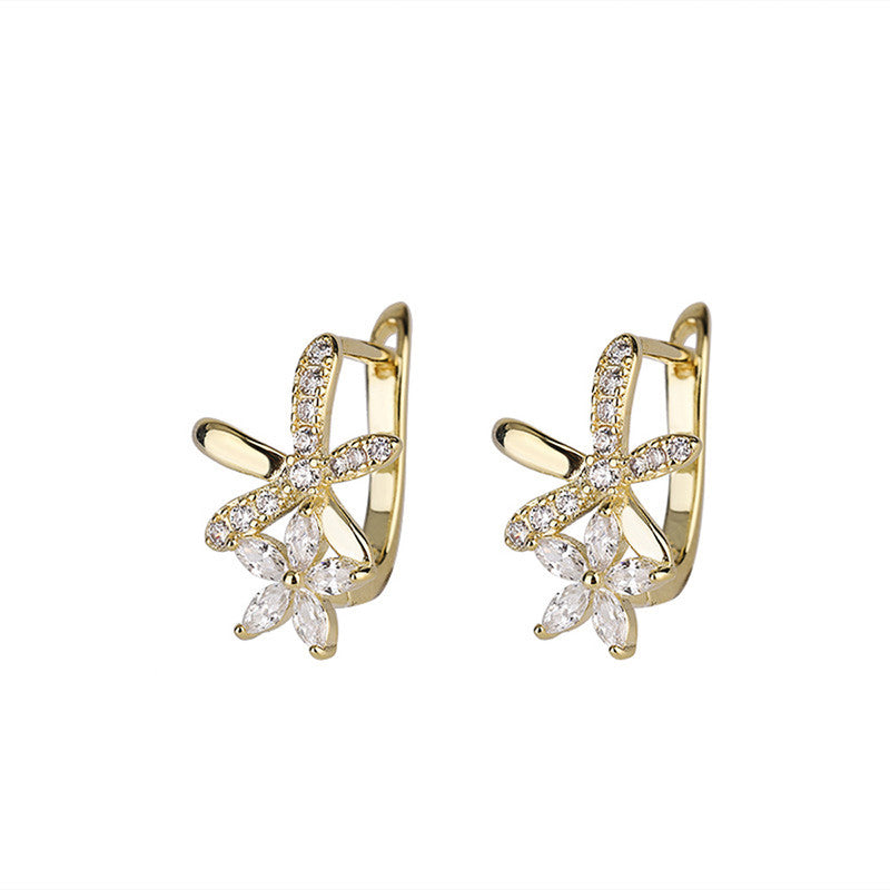 American Diamond Studded Dual Star Shaped Clip-On Earrings