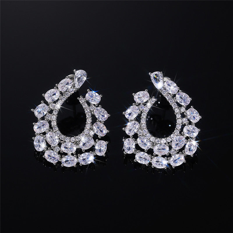 Silver Plated American Diamond Studded Contemporary Drop Earrings