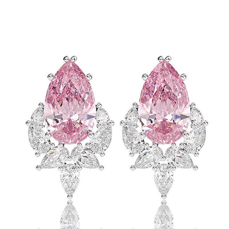 Silver Plated American Diamond Studded Crushed Ice Cut Drop Earrings