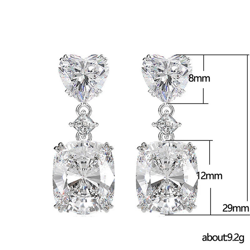 Silver Plated American Diamond Studded Silver Heart inspired Crushed Ice Cut Drop Earrings