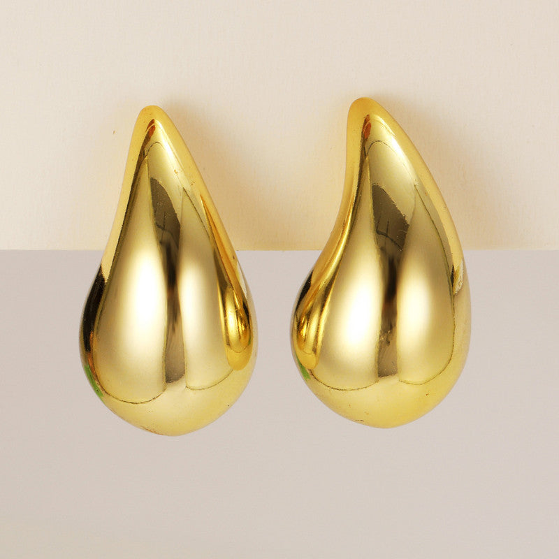 18K Gold Plated Anti Tarnish Glossy Chunky Dome Drop Earrings