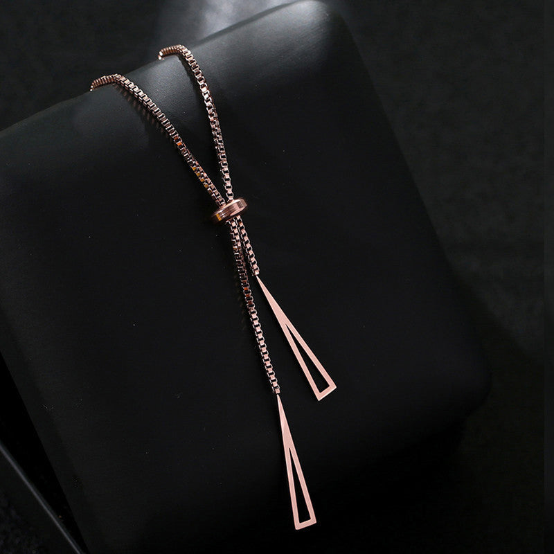 Stainless Steel Geometric Tassel Pull-out Necklace