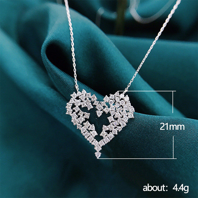 Silver Plated American Diamond Studded Heart Themed Pendant