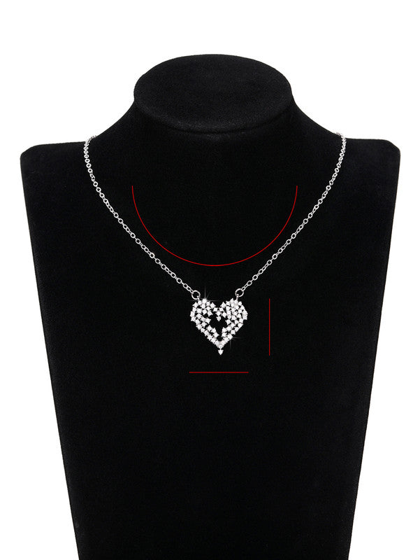 Silver Plated American Diamond Studded Heart Themed Pendant