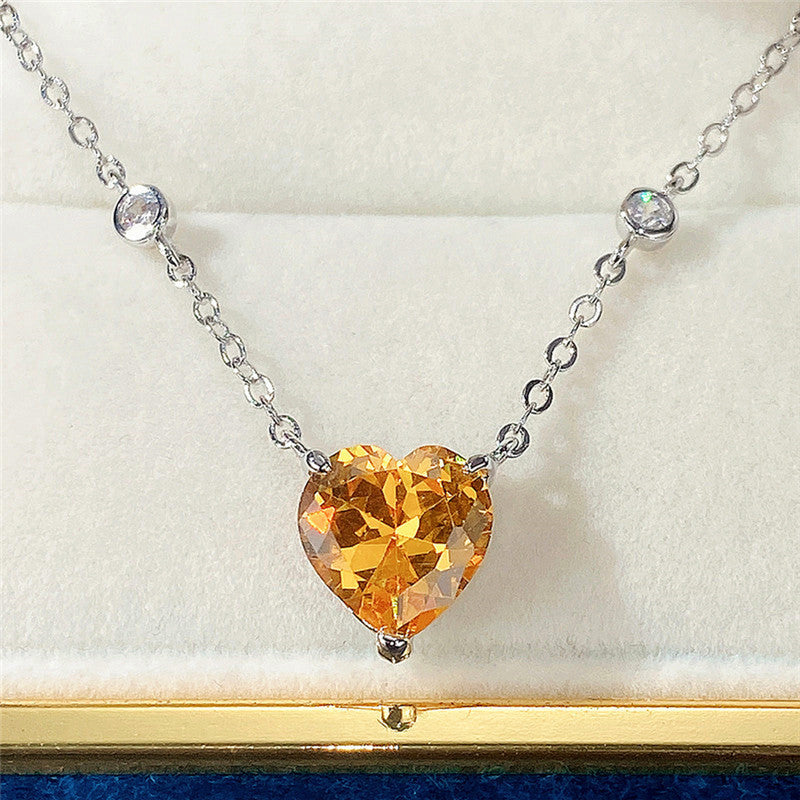 Silver Plated American Diamond Studded Heart Shape Pendant