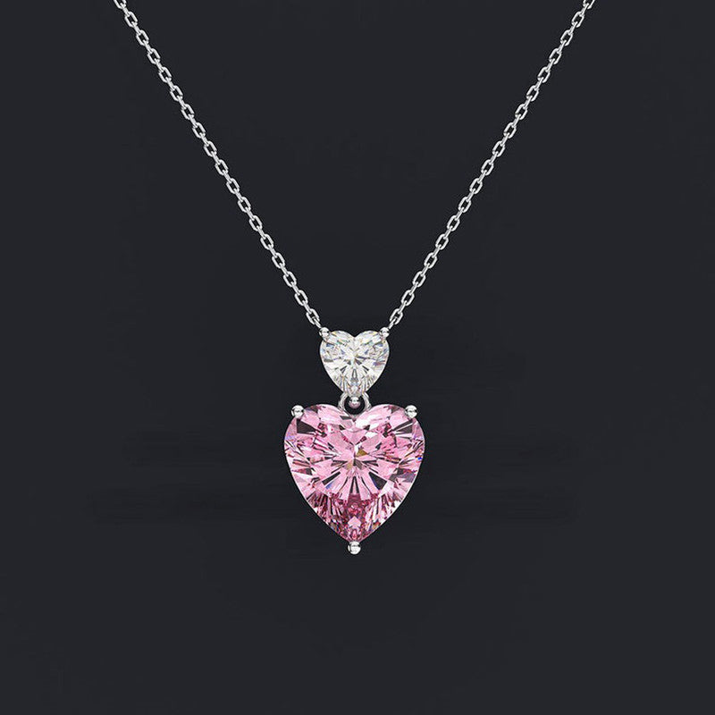 Silver Plated American Diamond Studded Heart Shape Pendant