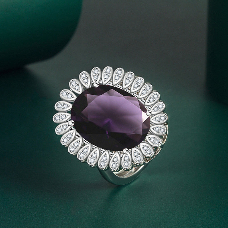 Purple Iced Rings Designs and You Silver Plated American Diamond Crushed Ice Cut Purple ...