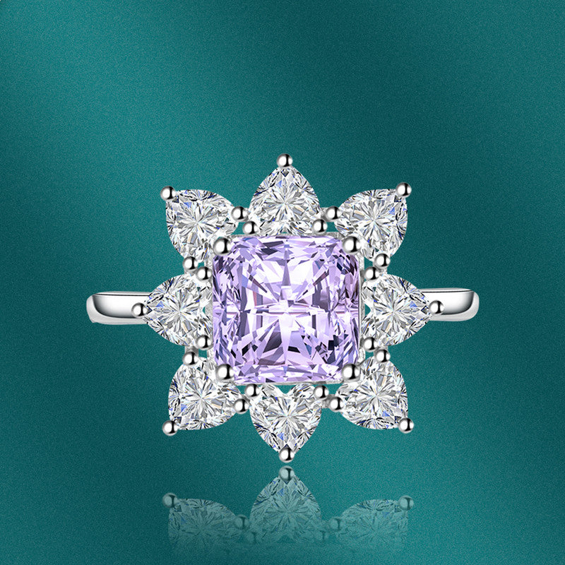 Purple Iced Rings Designs and You Silver Plated American Diamond Crushed Ice Cut Purple ...