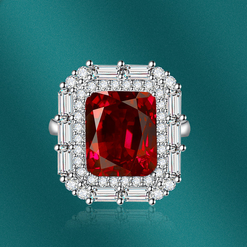 Designs and You Silver Plated American Diamond Crushed Ice Cut Red ...