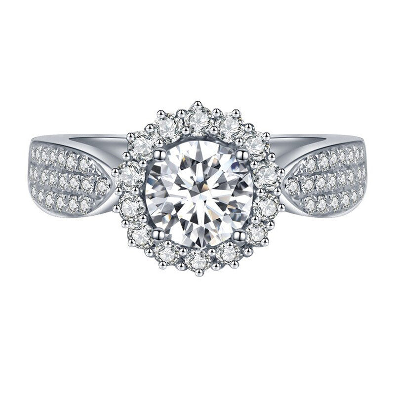 Silver Plated American Diamond Crushed Ice Cut Star-Like Finger Ring