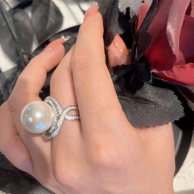 Silver Plated Pearl Studded Contemporary Styled Finger Ring