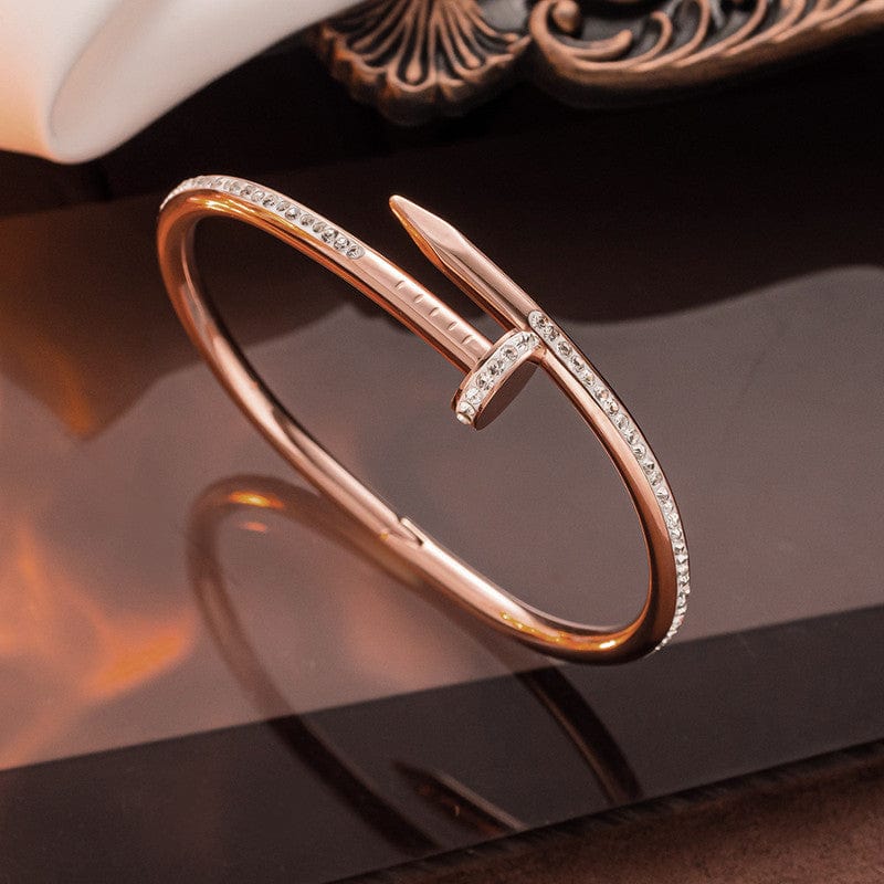 Stainless Steel Anti Tarnish AD Studded Nail Bracelet