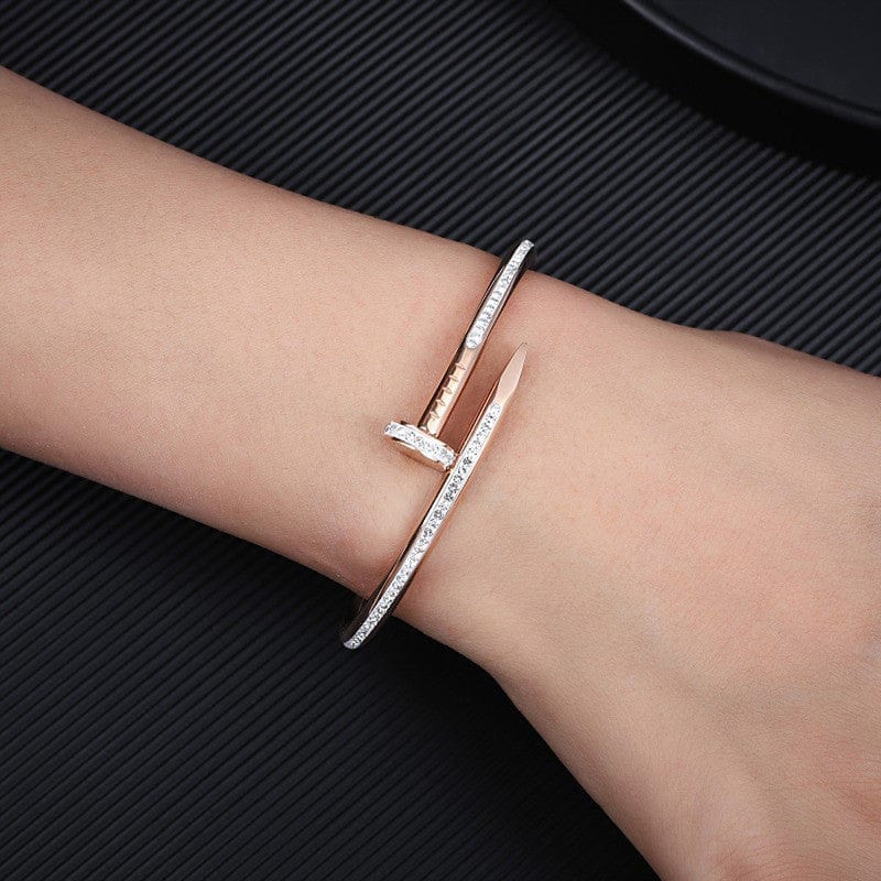 Stainless Steel Anti Tarnish AD Studded Nail Bracelet