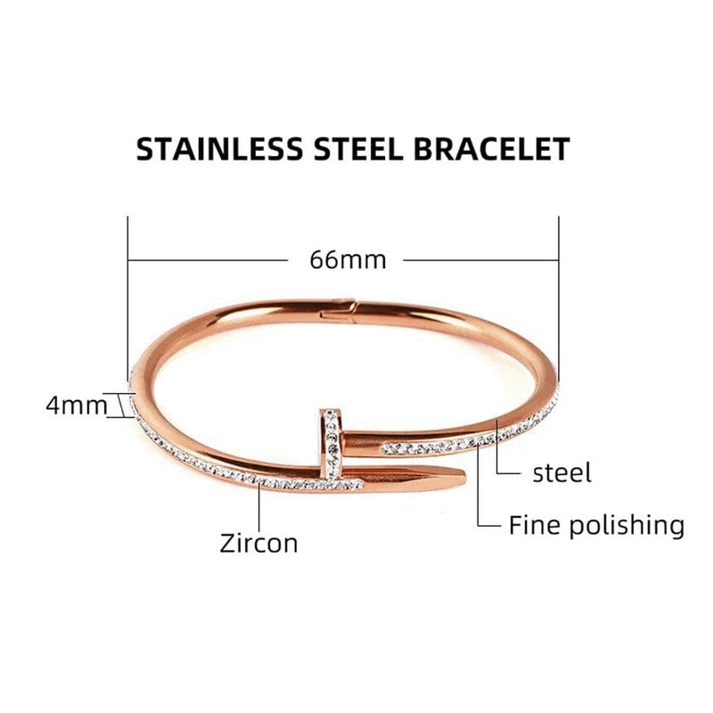 Stainless Steel Anti Tarnish AD Studded Nail Bracelet