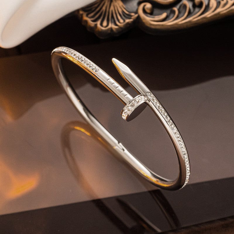 Stainless Steel Anti Tarnish AD Studded Nail Bracelet