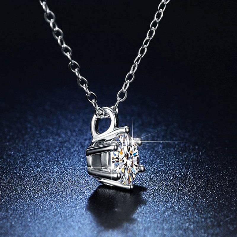 Silver Plated Crystal Studded Anti Tarnish Circular Solitaire Pendant