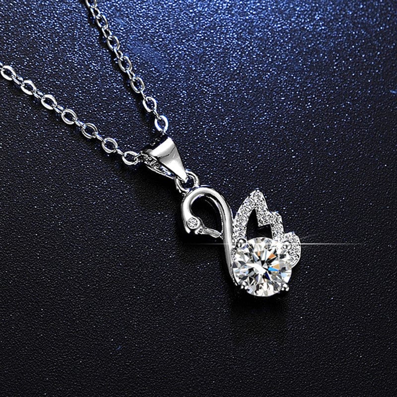 Silver Plated Crystal Studded Swan inspired Anti Tarnish Pendant