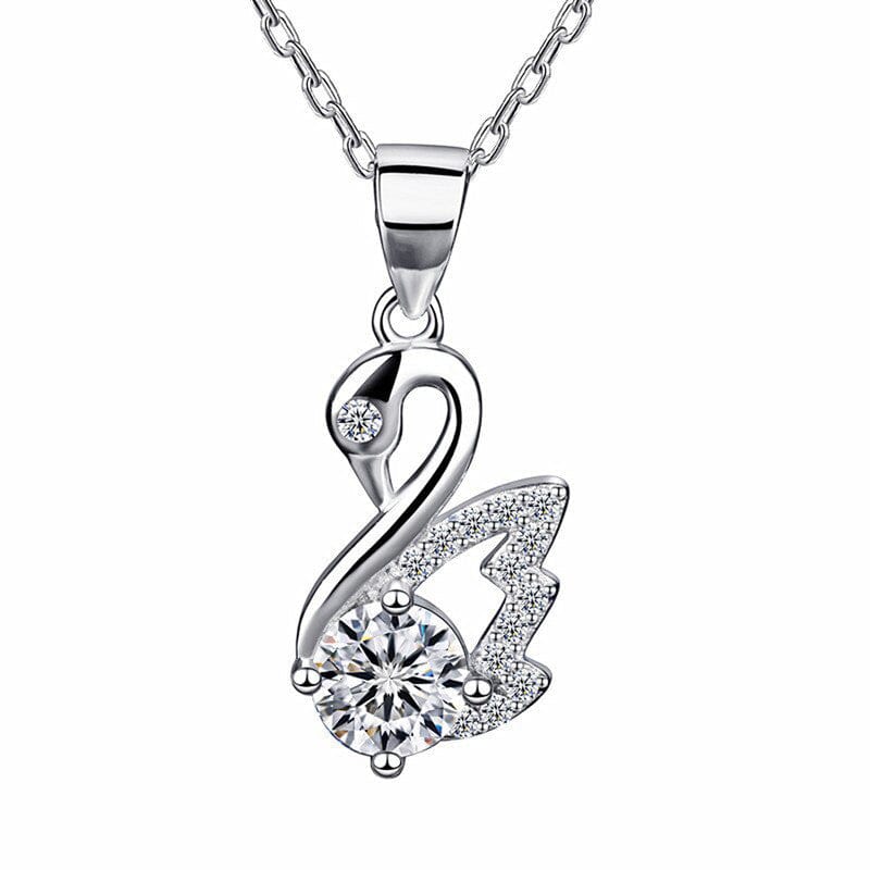 Silver Plated Crystal Studded Swan inspired Anti Tarnish Pendant