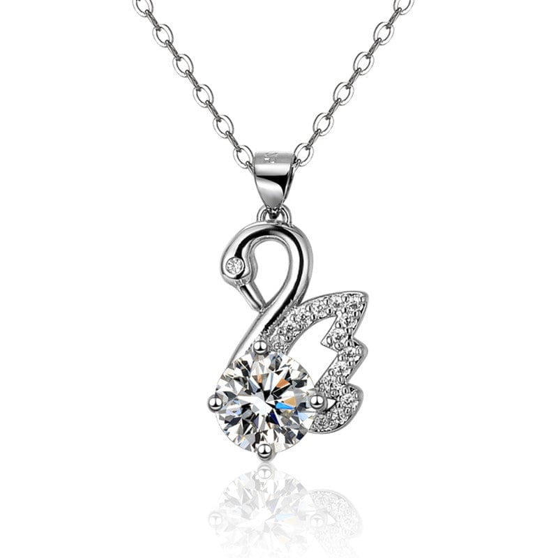 Silver Plated Crystal Studded Swan inspired Anti Tarnish Pendant